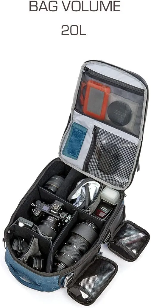Toxic Valkyrie Camera Backpack - Smart Storage Padded Camera Bag with Lumbar Support - Sapphire 20L (VALKYRIE-SAPP-M)