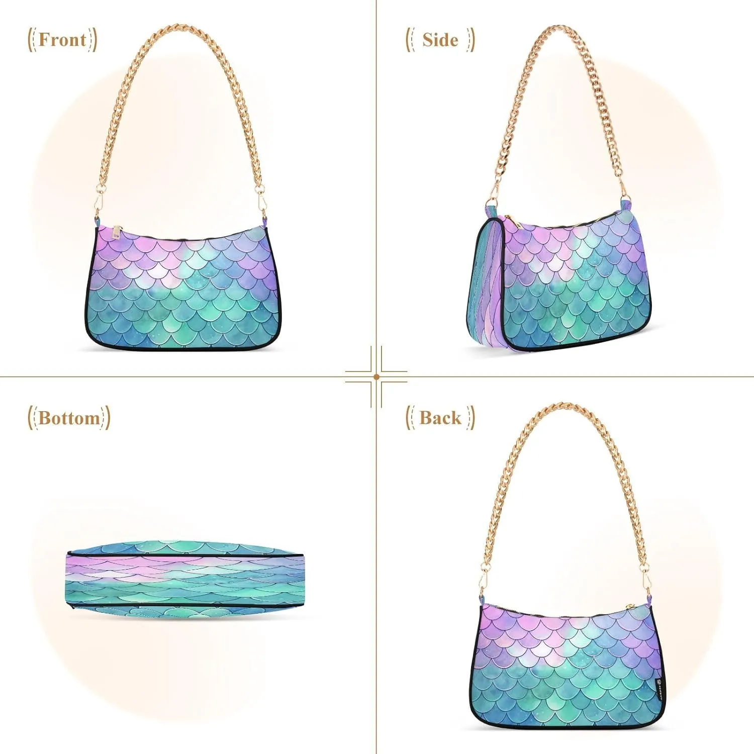Traditional Hawaiian Style Floral Shoulder Bag with Zipper, Trendy Shoulder Purse