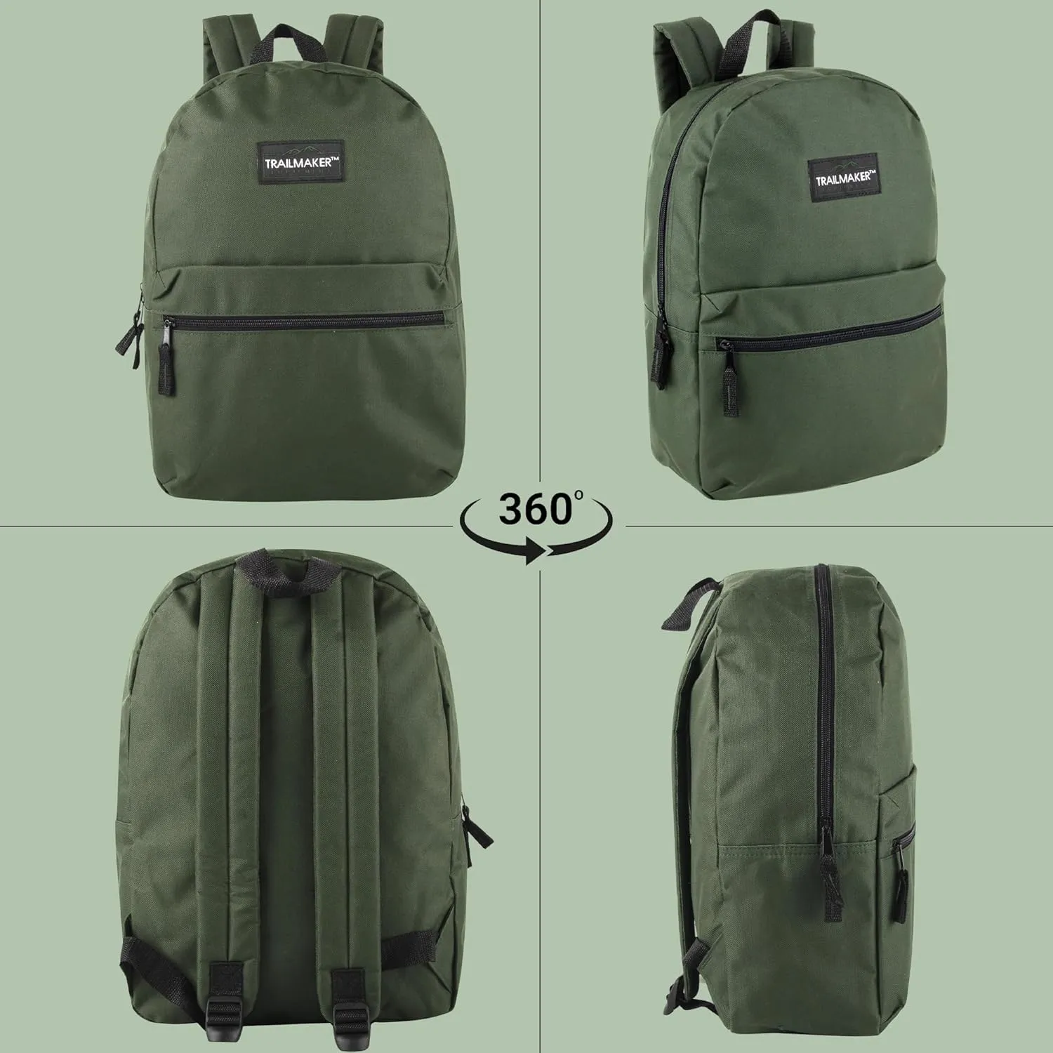 Trail maker 24 Pack- Classic 17 Inch Backpacks in Bulk Wholesale Back Packs for Boys and Girls