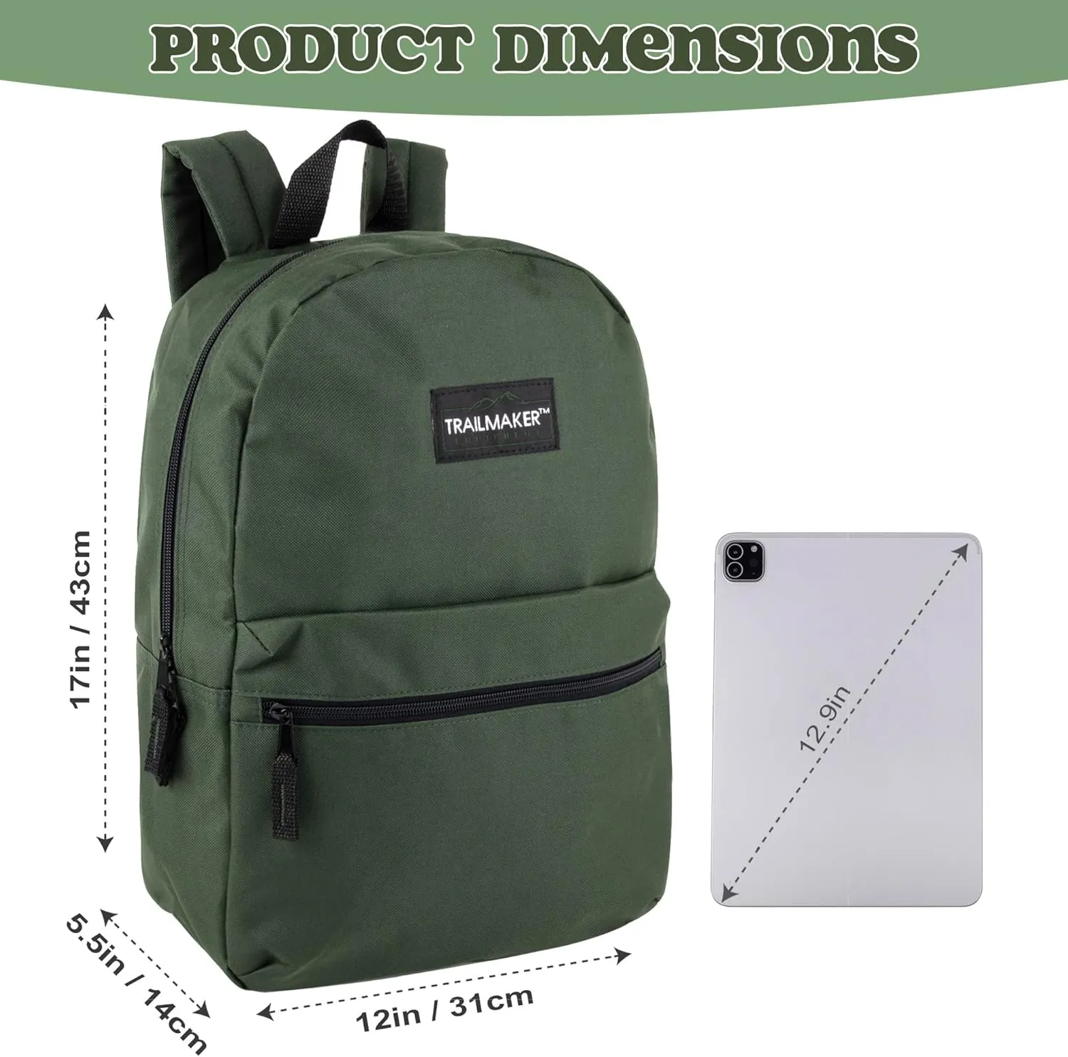 Trail maker 24 Pack- Classic 17 Inch Backpacks in Bulk Wholesale Back Packs for Boys and Girls
