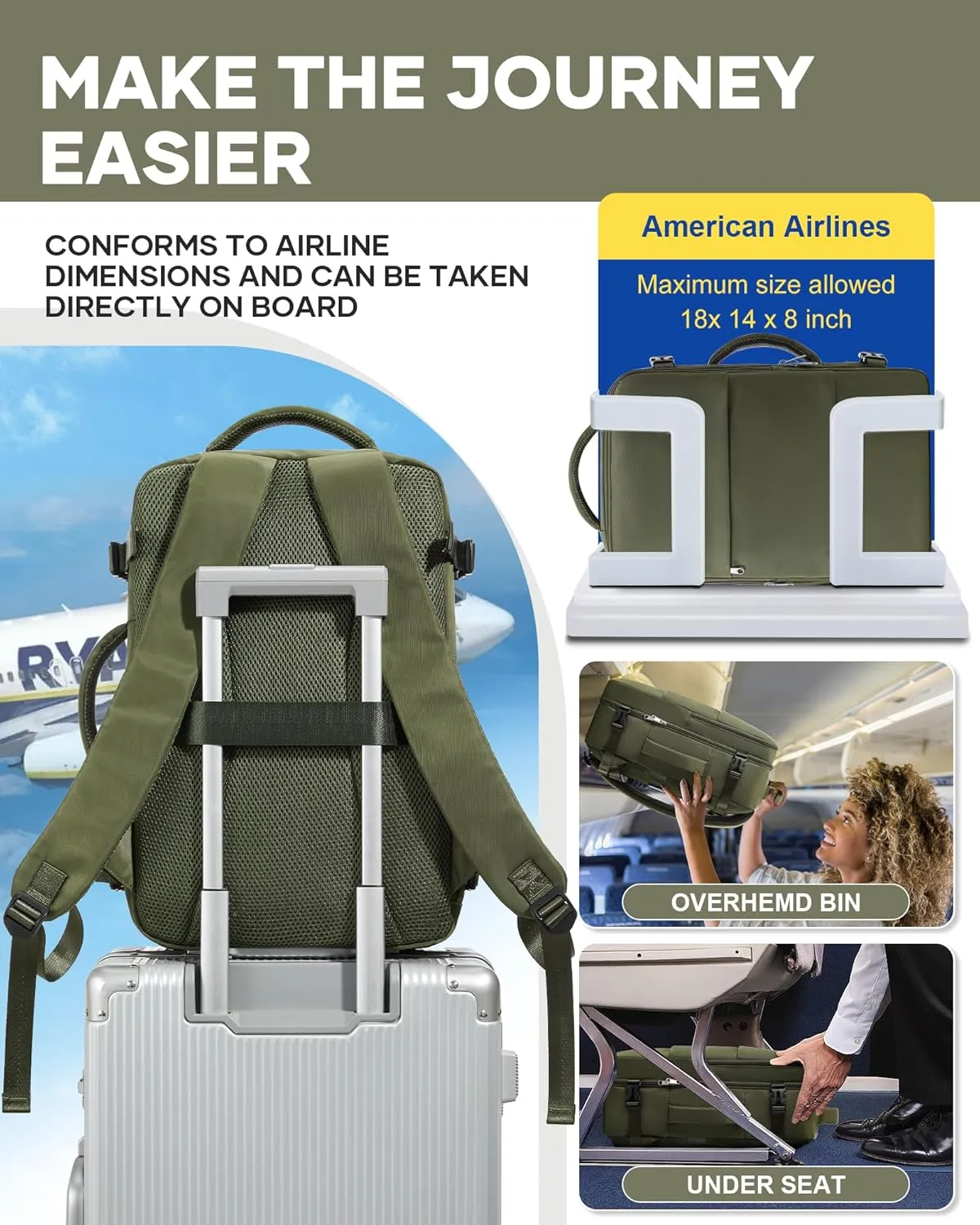 Travel Backpack For Women Men Carry On Backpack For Traveling On Airplanes Personal Item Travel Bag laptop backpacks