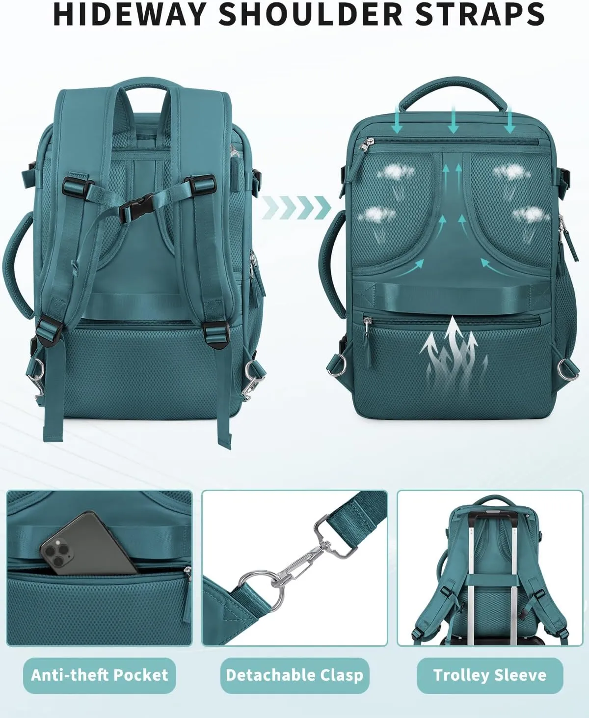 Travel Backpack for Women Men, Carry On Backpacks Personal Item Bag, TSA 17 Inch Laptop Bags, Waterproof Backpack Flight Approved, Nurse Bag Casual Daypack for School, Business, College, Blue
