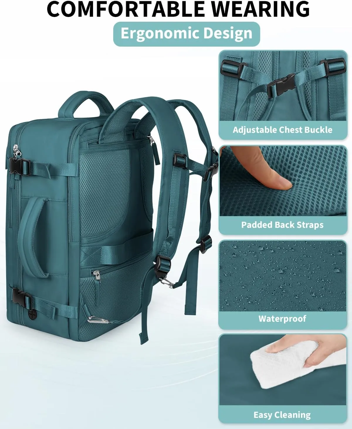 Travel Backpack for Women Men, Carry On Backpacks Personal Item Bag, TSA 17 Inch Laptop Bags, Waterproof Backpack Flight Approved, Nurse Bag Casual Daypack for School, Business, College, Blue