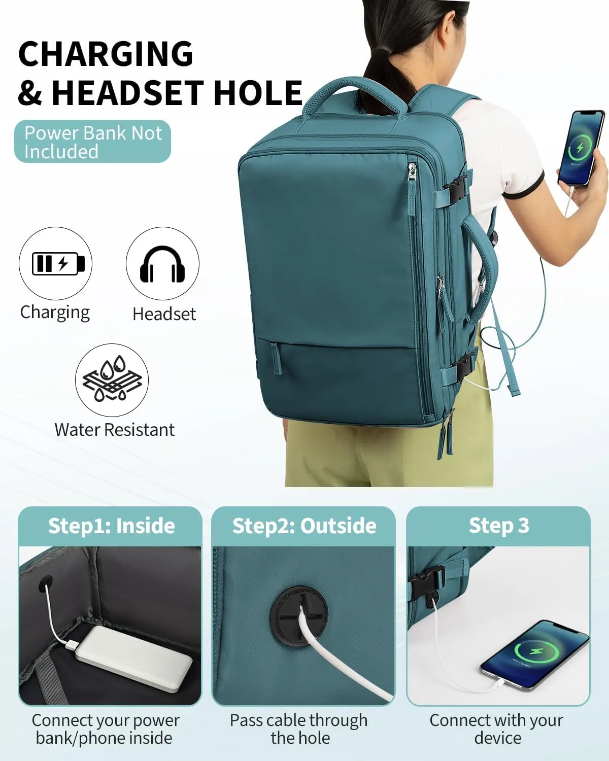 Travel Backpack for Women Men, Carry On Backpacks Personal Item Bag, TSA 17 Inch Laptop Bags, Waterproof Backpack Flight Approved, Nurse Bag Casual Daypack for School, Business, College, Blue