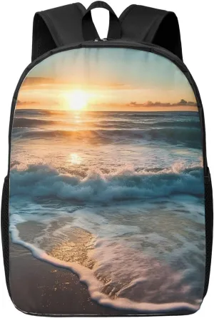 Travel Backpack Lightweight Carry On Shoulder Backpacks Waterproof Casual Daypacks Ocean Sunrise Laptop Bag For Women Men