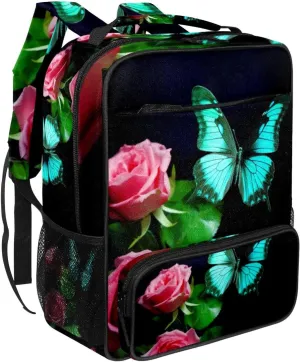 Travel Backpacks for Women,Mens Backpack,Butterfly and Rose,Backpack