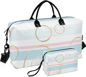 Travel Bag Carry On Tote Bag Gym Sports Duffel Bags with Toiletry Bag for Airplane Traveling Waterproof Circles