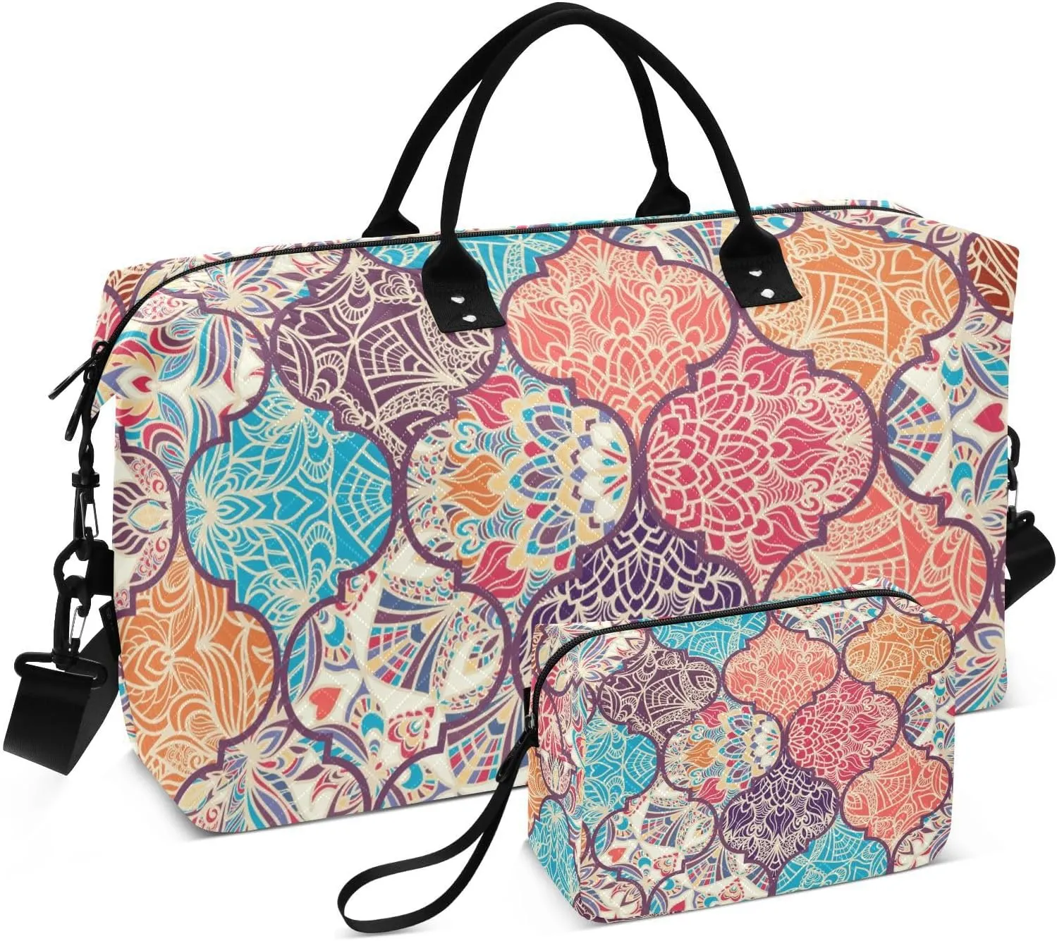 Travel Bag Set Colored Turkish Style Patchwork Quilted Gym Duffel Bag Overnight Weekender Bags