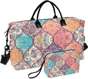 Travel Bag Set Colored Turkish Style Patchwork Quilted Gym Duffel Bag Overnight Weekender Bags