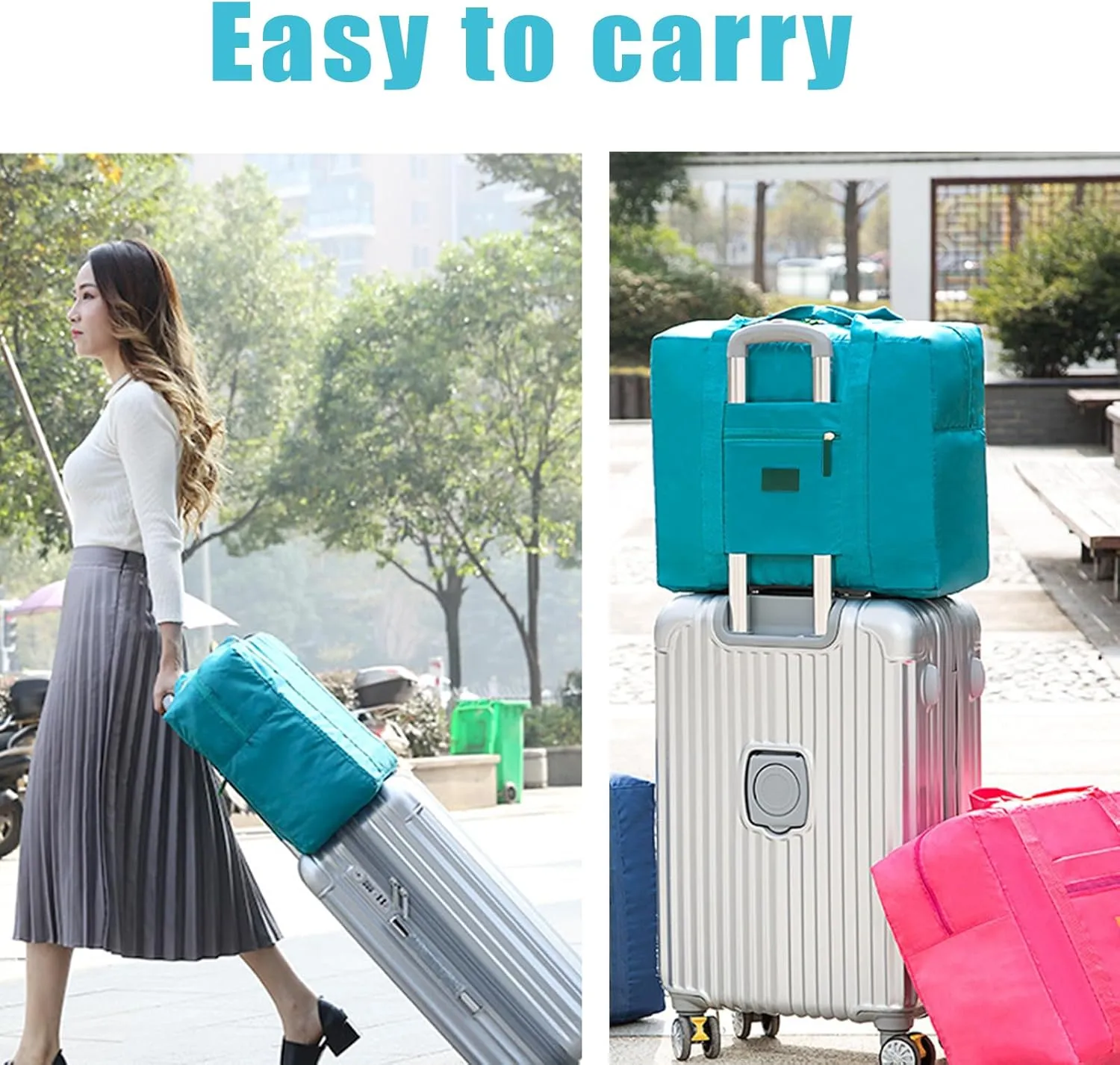 Travel Duffel Bag 24 PCS Foldable Travel Bag Carry on Luggage Bag Waterproof Tote Sports Gym Bag Lightweight Large Weekender Overnight Bag for Women and Men (24 PCS)