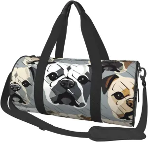 Travel Duffel Bag Foldable Weekender Overnight Bag American Bulldog Head Sports Tote Gym Bag Large Capacity Lightweight Carry On Luggage Bag for Men Women
