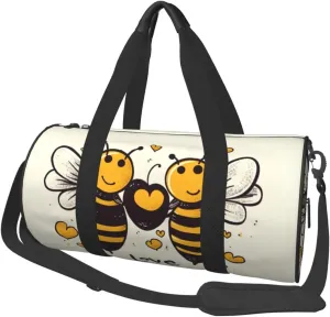 Travel Duffel Bag Foldable Weekender Overnight Bag Bee Love Honey Sports Tote Gym Bags Large Capacity Lightweight Carry On Luggage Bags for Men Women