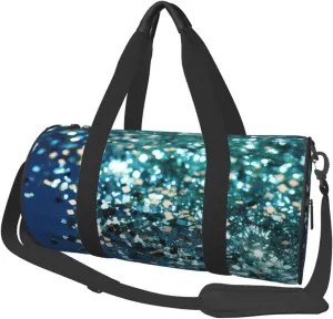 Travel Duffel Bag Foldable Weekender Overnight Bag Glittered Blue Background Sports Tote Gym Bags Large Capacity Lightweight Carry On Luggage Bags for Men Women