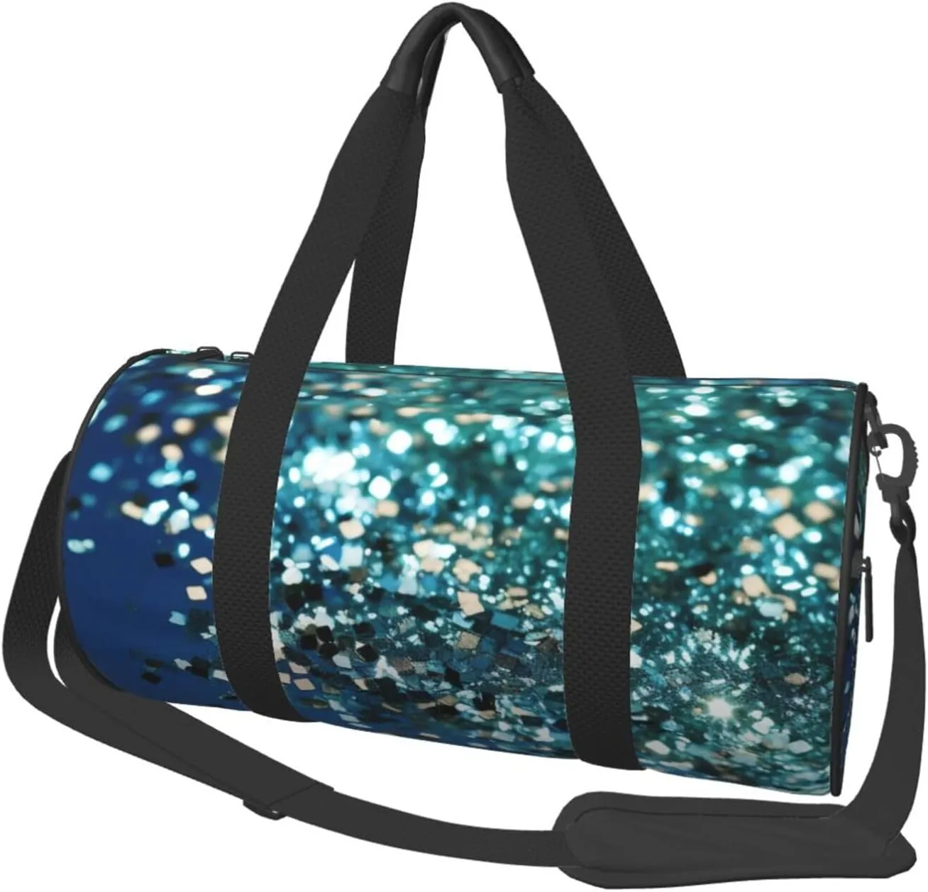 Travel Duffel Bag Foldable Weekender Overnight Bag Glittered Blue Background Sports Tote Gym Bags Large Capacity Lightweight Carry On Luggage Bags for Men Women