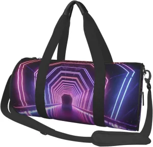 Travel Duffel Bag Foldable Weekender Overnight Bag Neon Lights Tunnel Sports Tote Gym Bags Large Capacity Lightweight Carry On Luggage Bags for Men Women