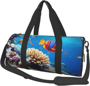 Travel Duffel Bag Foldable Weekender Overnight Bag Ocean Tropical Fish Coral Sports Tote Gym Bags Large Capacity Lightweight Carry On Luggage Bags for Men Women