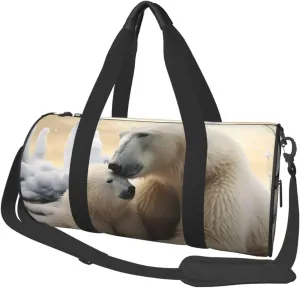Travel Duffel Bag Foldable Weekender Overnight Bag Polar Bear Love Sports Tote Gym Bag Large Capacity Lightweight Carry On Luggage Bag for Men Women