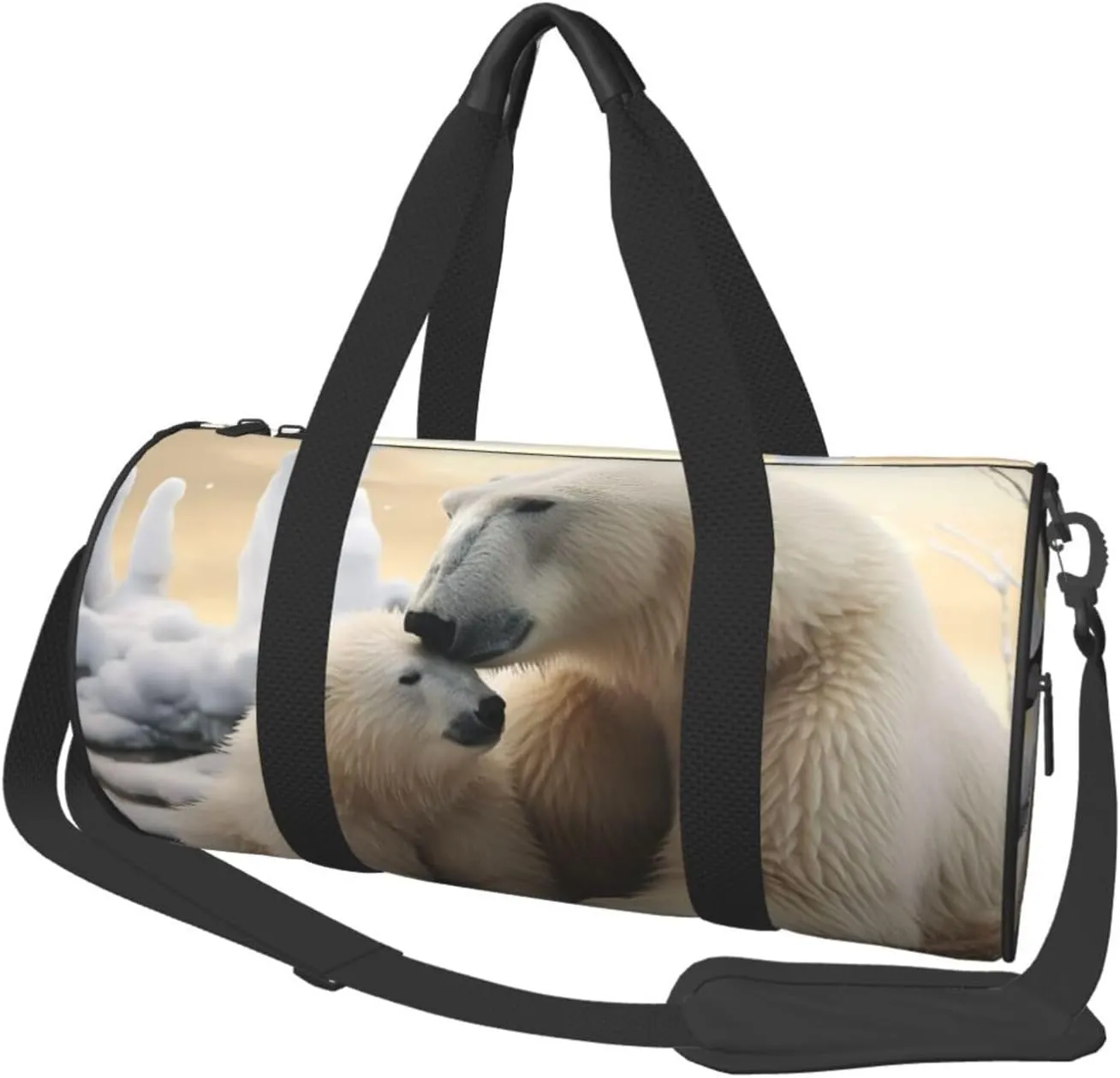Travel Duffel Bag Foldable Weekender Overnight Bag Polar Bear Love Sports Tote Gym Bag Large Capacity Lightweight Carry On Luggage Bag for Men Women