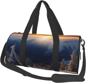 Travel Duffel Bag Foldable Weekender Overnight Bag Sunset Winter Mountains Sports Tote Gym Bag Large Capacity Lightweight Carry On Luggage Bag for Men Women