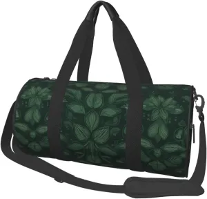Travel Duffel Bag Foldable Weekender Overnight Bags Hunter Green Floral Petals Pattern Sports Tote Gym Bag Large Capacity Lightweight Carry On Luggage Bags for Men Women