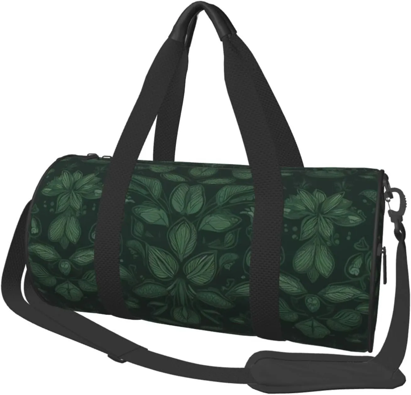 Travel Duffel Bag Foldable Weekender Overnight Bags Hunter Green Floral Petals Pattern Sports Tote Gym Bag Large Capacity Lightweight Carry On Luggage Bags for Men Women