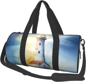Travel Duffel Bag Foldable Weekender Overnight Bags Watercolor Lighthouse Fantasy Light Sports Tote Gym Bag Large Capacity Lightweight Carry On Luggage Bags for Men Women