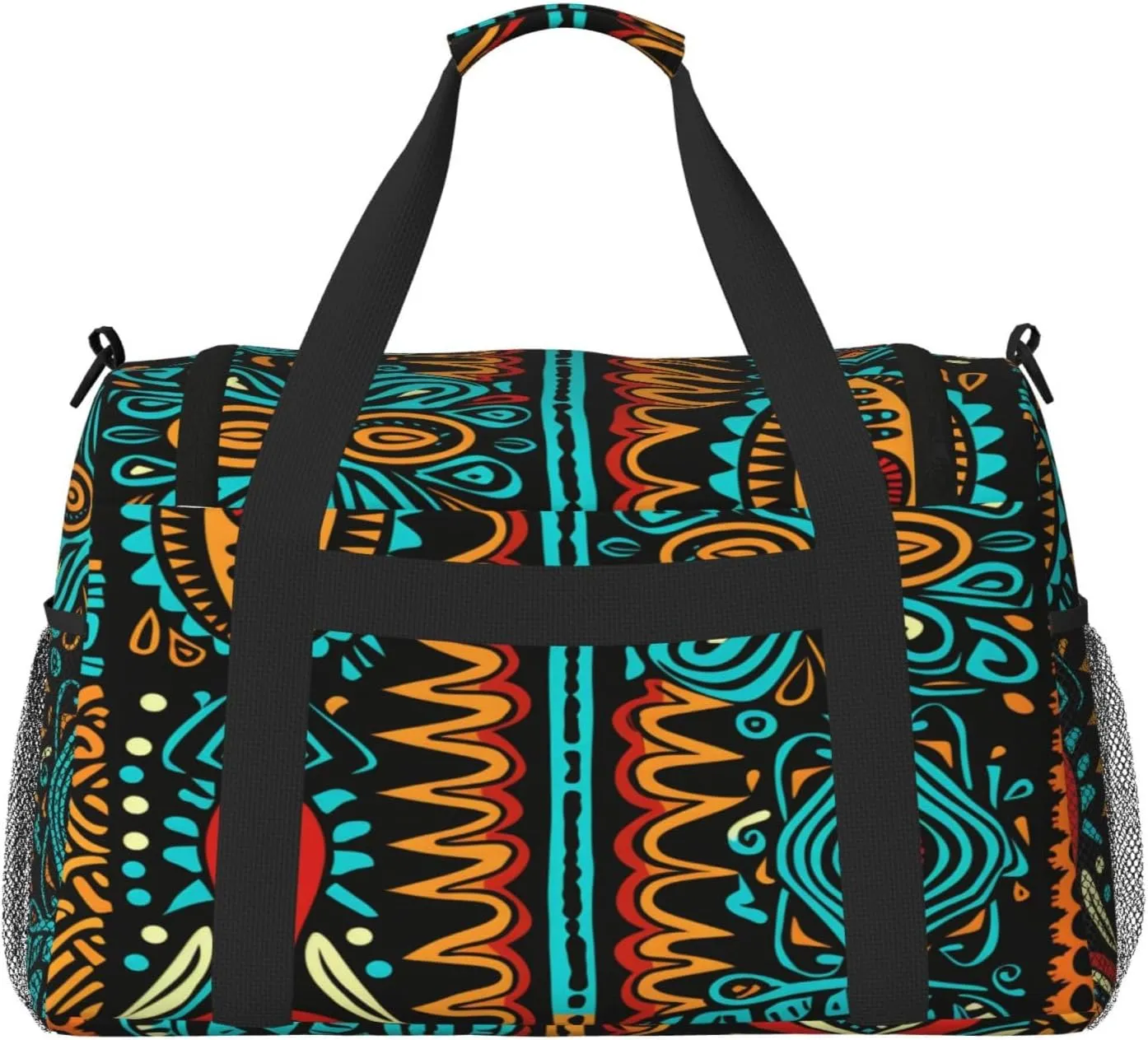 Travel Duffel Bag For Men Women, African Ethnic Pattern Carry On Sport Gym Bag With Shoulder Strap Lightweight Waterproof Weekender Bag Overnight Bag