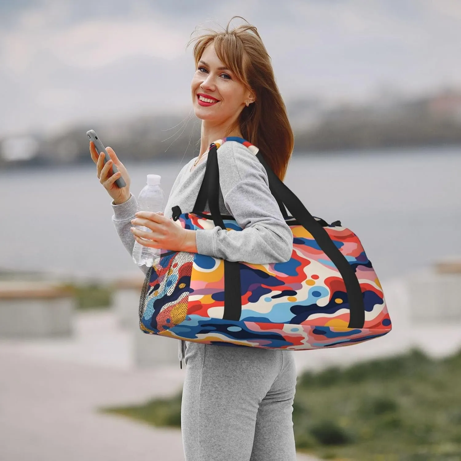 Travel Duffel Bag For Men Women, Colorful Camoflage Pattern Carry On Sport Gym Bag With Shoulder Strap Lightweight Waterproof Weekender Bag Overnight Bag