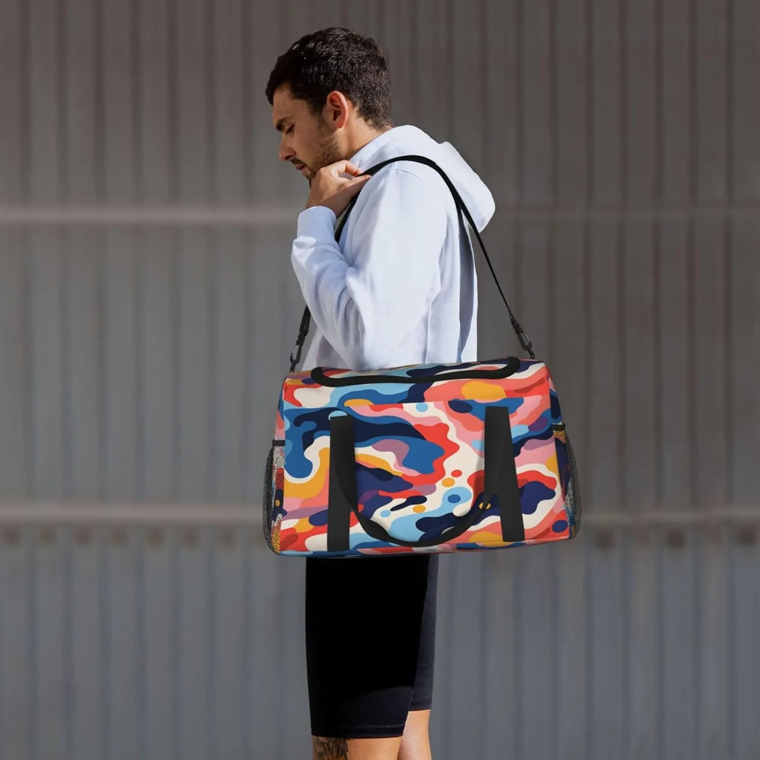 Travel Duffel Bag For Men Women, Colorful Camoflage Pattern Carry On Sport Gym Bag With Shoulder Strap Lightweight Waterproof Weekender Bag Overnight Bag