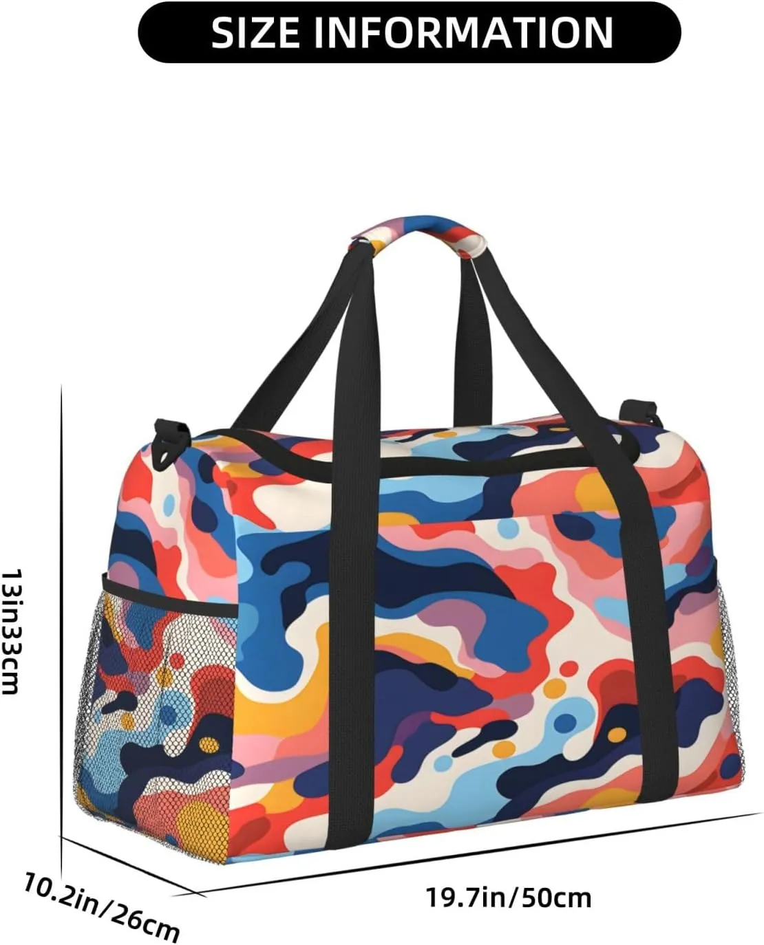 Travel Duffel Bag For Men Women, Colorful Camoflage Pattern Carry On Sport Gym Bag With Shoulder Strap Lightweight Waterproof Weekender Bag Overnight Bag