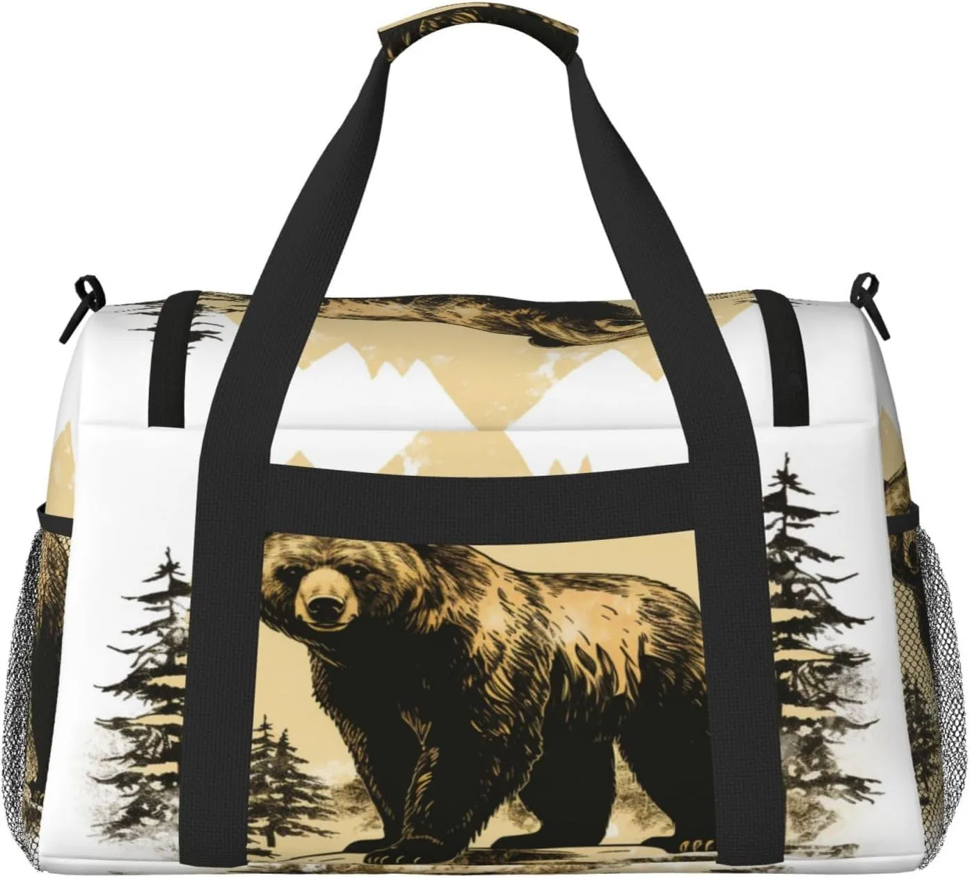 Travel Duffel Bag For Men Women, Forest Wildlife Animal Bear Carry On Sport Gym Bag With Shoulder Strap Lightweight Waterproof Weekender Bag Overnight Bag