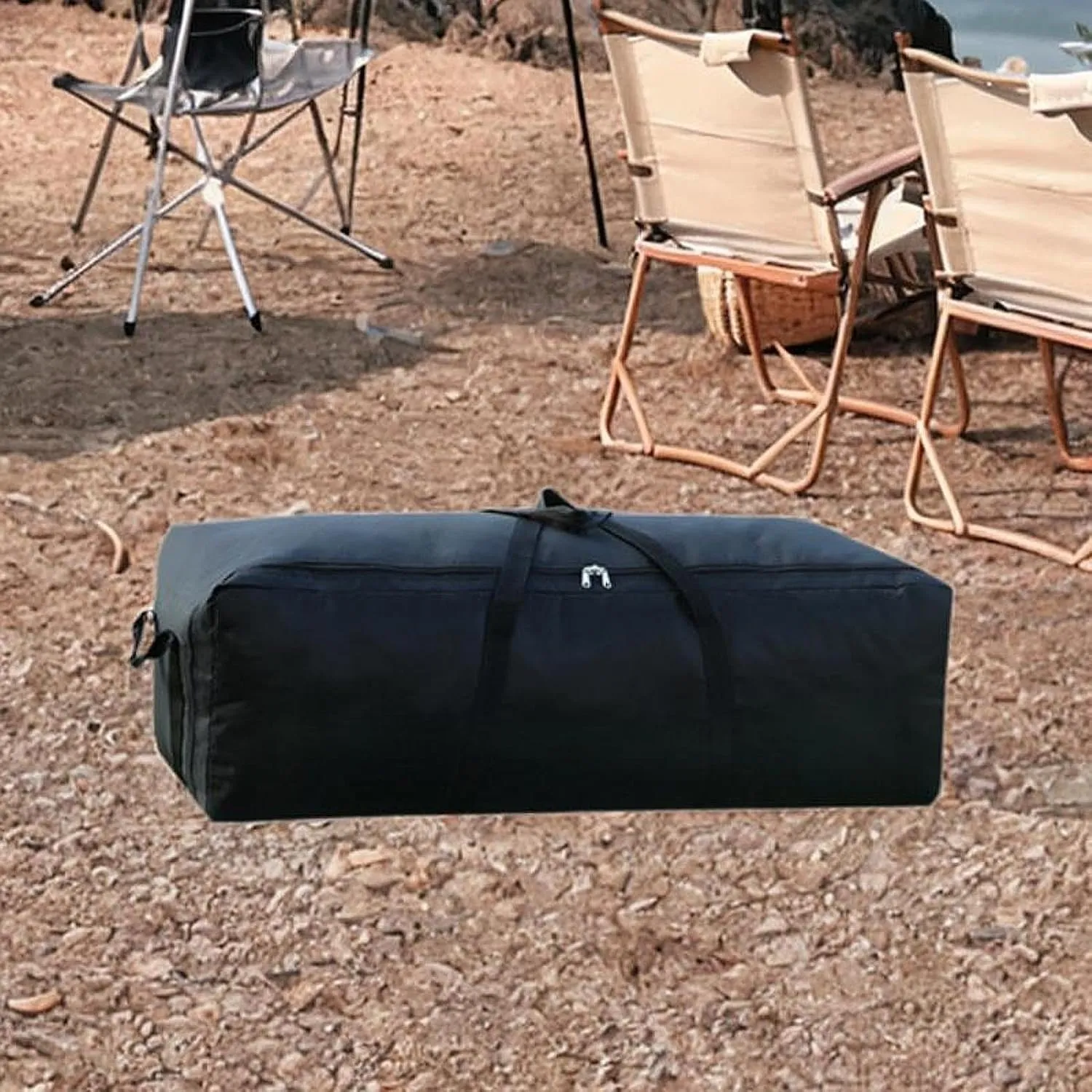 Travel Duffel Bag for Outdoor Use, Black, 55L