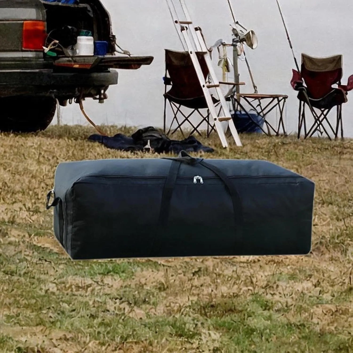 Travel Duffel Bag for Outdoor Use, Black, 55L