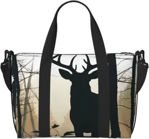 Travel Duffel Bag for Women Men Weekender Bags Sports Gym Bag Deer Silhouette Travel Bag Carry on Overnight Bag Waterproof Luggage Bag with Shoulder Strap