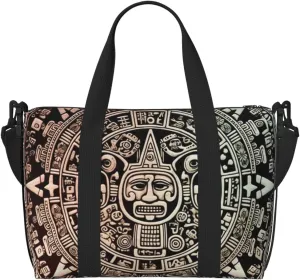 Travel Duffel Bag for Women Men Weekender Bags Sports Gym Bag Mayan Calendar End of The World Travel Bag Carry on Overnight Bag Waterproof Luggage Bag with Shoulder Strap