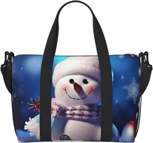 Travel Duffel Bag for Women Men Weekender Bags Sports Gym Bag Merry Christmas Snowman Travel Bag Carry on Overnight Bag Waterproof Luggage Bag with Shoulder Strap