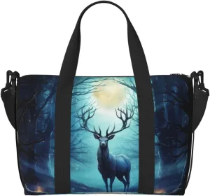 Travel Duffel Bag for Women Men Weekender Bags Sports Gym Bag Moonlight deer Travel Bag Carry on Overnight Bag Waterproof Luggage Bag with Shoulder Strap