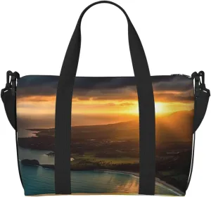 Travel Duffel Bag for Women Men Weekender Bags Sports Gym Bag Sunrise Over Hawaii Travel Bag Carry on Overnight Bag Waterproof Luggage Bag with Shoulder Strap