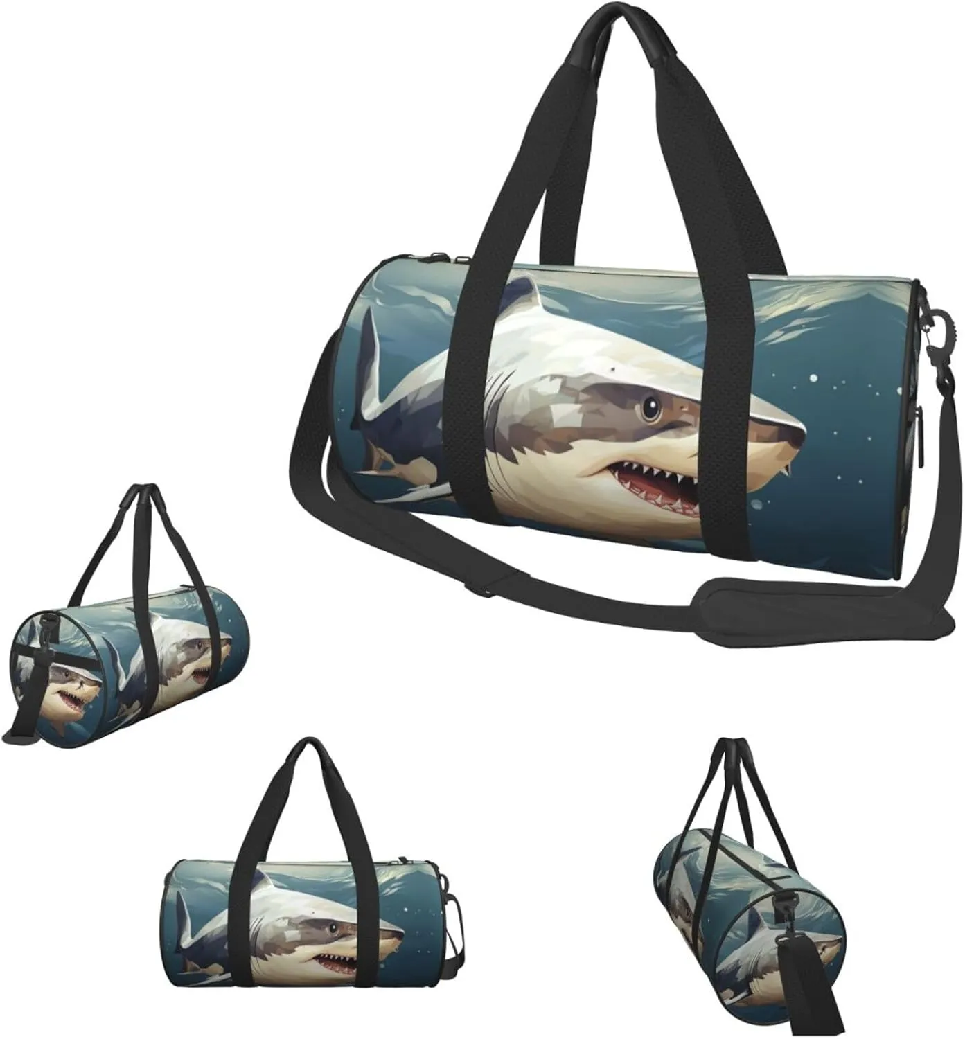 Travel Duffel Bag Minimalist Style Shark Weekender Overnight Bag For Men Women Large Capacity Sports Gym Bag Canvas Carry On Tote Bags For Travel Yoga
