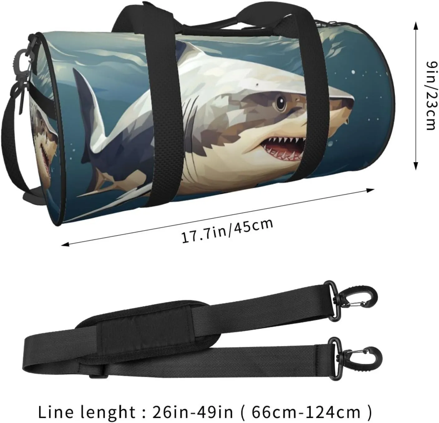Travel Duffel Bag Minimalist Style Shark Weekender Overnight Bag For Men Women Large Capacity Sports Gym Bag Canvas Carry On Tote Bags For Travel Yoga