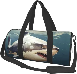 Travel Duffel Bag Minimalist Style Shark Weekender Overnight Bag For Men Women Large Capacity Sports Gym Bag Canvas Carry On Tote Bags For Travel Yoga