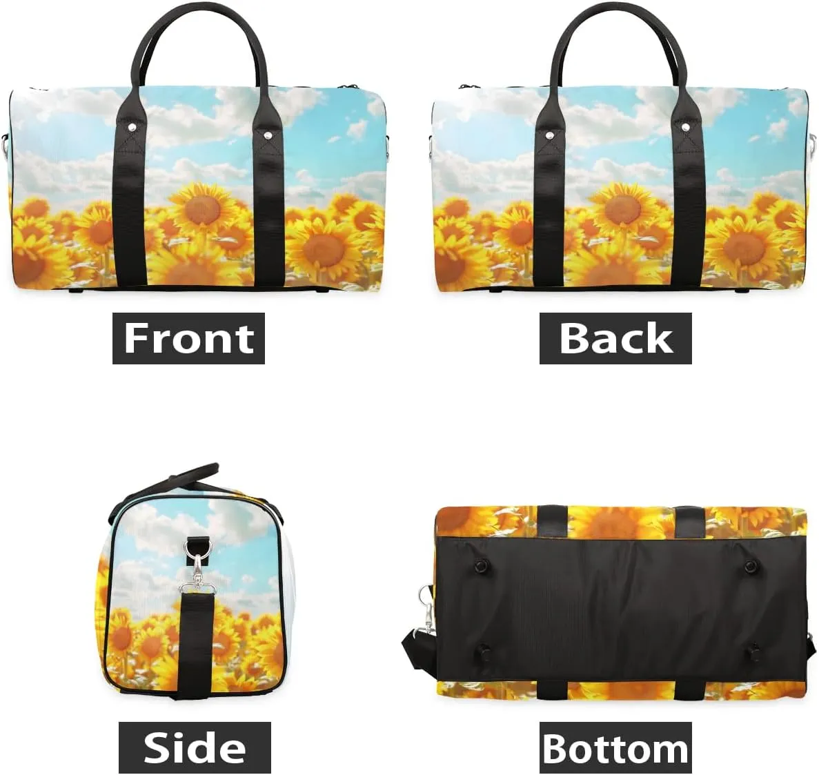 Travel Duffel Bag, Sunflower Flower Floral Sports Tote Gym Bag Foldable Western Aztec Weekender Bag Carry on Luggage Handle Bag Overnight Shoulder Bag for Women Men,A-726