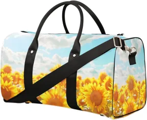 Travel Duffel Bag, Sunflower Flower Floral Sports Tote Gym Bag Foldable Western Aztec Weekender Bag Carry on Luggage Handle Bag Overnight Shoulder Bag for Women Men,A-726