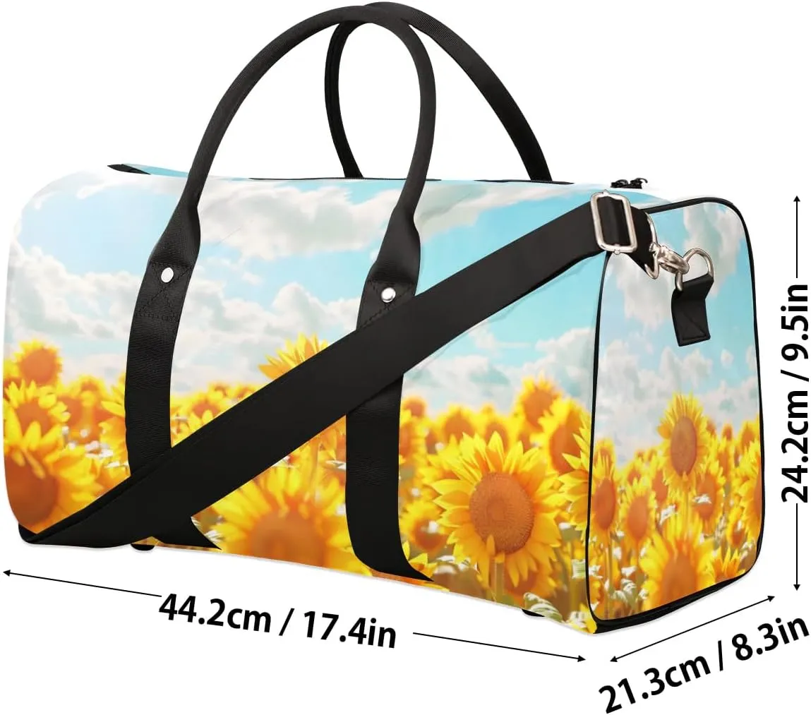 Travel Duffel Bag, Sunflower Flower Floral Sports Tote Gym Bag Foldable Western Aztec Weekender Bag Carry on Luggage Handle Bag Overnight Shoulder Bag for Women Men,A-726