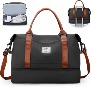Travel Duffel Bag with Shoes Compartment, Overnight Weekender Bags for Women,Carry on Personal Item Bag，Extra Large