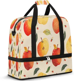 Travel Duffel Bags Apples Print Foldable Weekender Bags for Women with Shoes Compartment Waterproof & Tear Resistant Carry on Overnight Luggage Duffel Bag Shoulder Sports Tote Bag,B-913