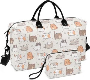 Travel Duffel Bags Cute Cats Carry on Weekender Overnight Bag with Adjustable Strap Large Gym Bag for Travel Gym Multifunctional
