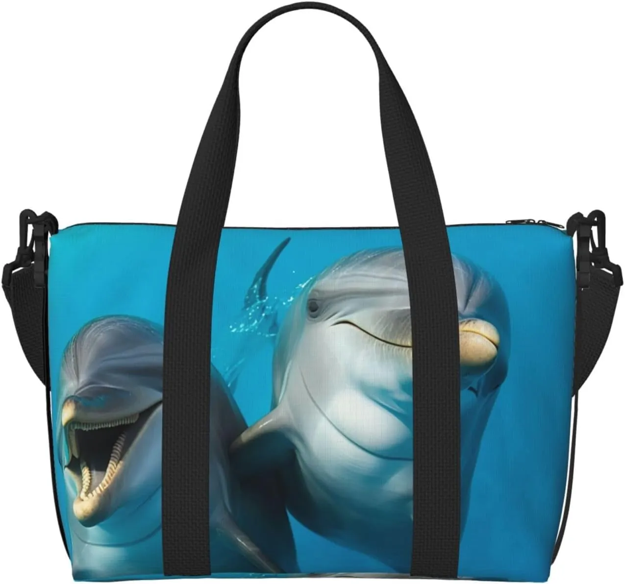 Travel Duffel Bags Personal Item Bag Carry on Luggage Bag Training Handbag Lightweight Waterproof Sports Gym Bag Smiling Face Dolphins Weekender Bag for Women Men