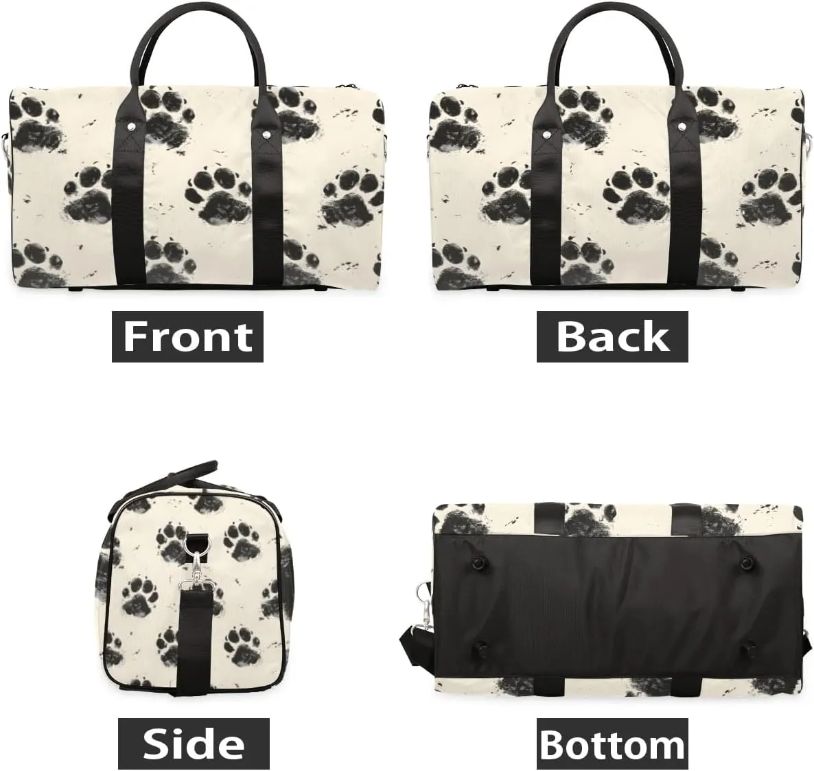 Travel Duffle Bag Animal Dog Paw Print Gym Bags for Men Women Travel Duffel Bags with Adjustable Shoulder Strap Carry On Weekender Bag