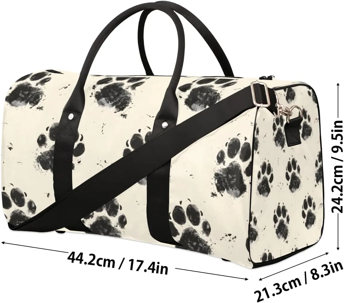 Travel Duffle Bag Animal Dog Paw Print Gym Bags for Men Women Travel Duffel Bags with Adjustable Shoulder Strap Carry On Weekender Bag